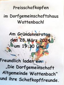 Preisschafkopfturnier der Dorfgemeinschaft Altgemeinde Wattenbach